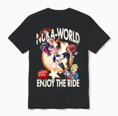 Fallout Video Game Nuka World Enjoy the Ride Vault Boy Unisex T-Shirt - Black