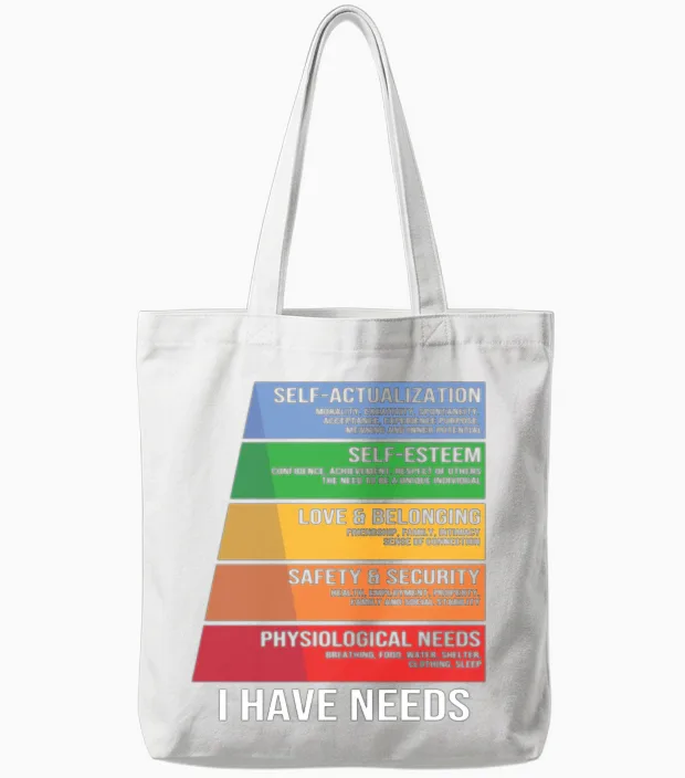 Funny Psychology Psychologist Hierarchy of Needs Tote Bags in White