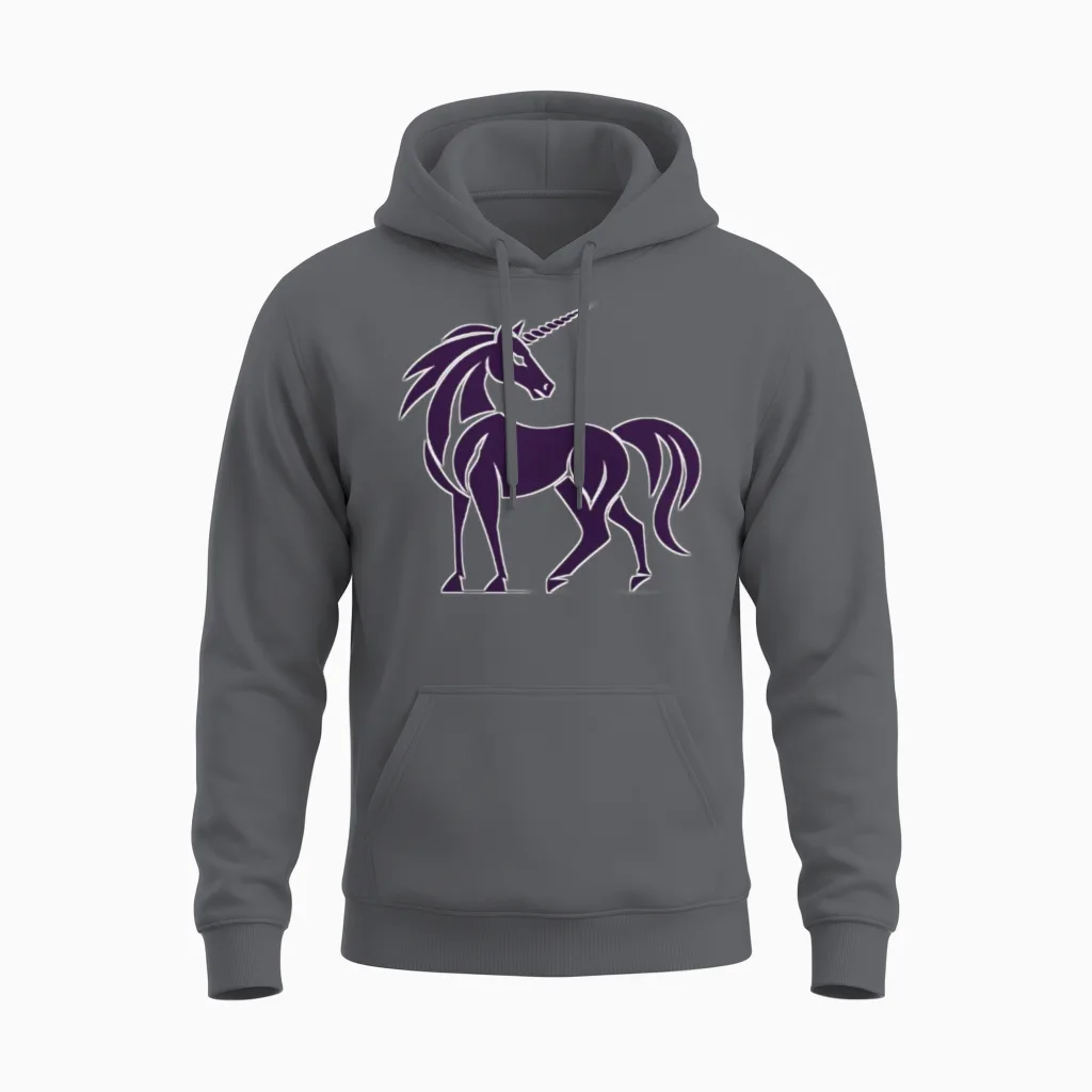 Horned Horse Lovers Gift Unisex Hoodie in Charcoal