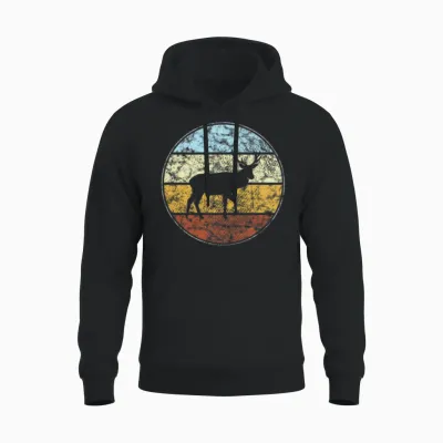 Deer Retro Unisex Hoodie - Black