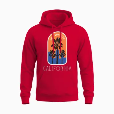 Retro Los Angeles California Unisex Hoodie - Red