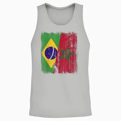 Demi Drapeau Du Brésil Maroc Patrimoine Marocain Unisex Tank Top - Ash