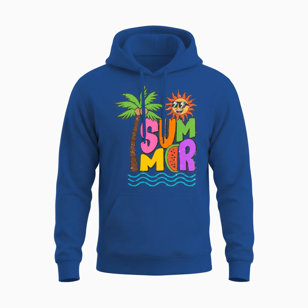 Retro Groovy Summer Sublimation Unisex Hoodie - Royal