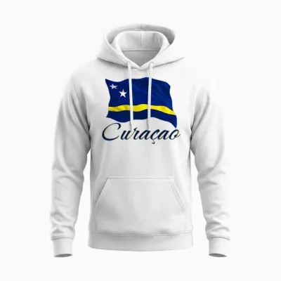 Curacao-Flagge, Patriotisch, Herren, Damen, Kinder, Curaçao, Niederländisch Unisex Hoodie - White