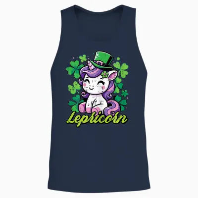 St Patricks Day Unicorn Lepricorn Saint Pattys Girls Unisex Tank Top - Navy