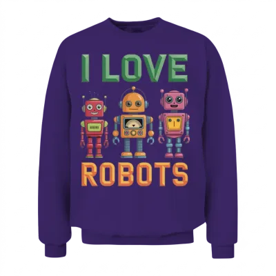 Retro Robots Unisex Sweatshirt - Purple