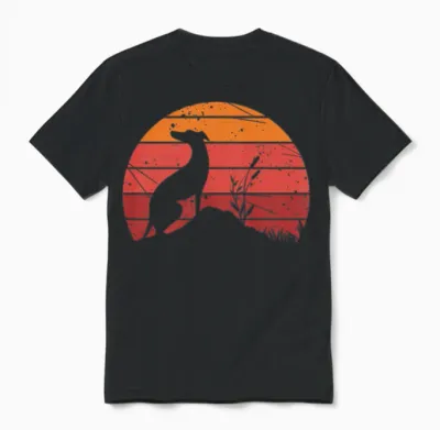 Retro Greyhound Silhouette Graphic Unisex T-Shirt - Black