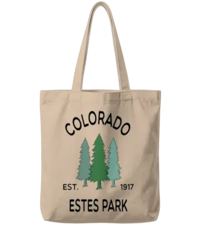 Retro Cool Estes Park Colorado Mountains Pine Tote Bags - Natural