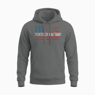 American Flag Boating Clothing Men's Black Pontoon Boat Captain 4th of July Unisex Hoodie - Graphite Heather