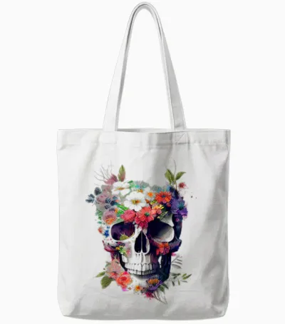 Totenkopf Mit Blumen Tote Bags - White