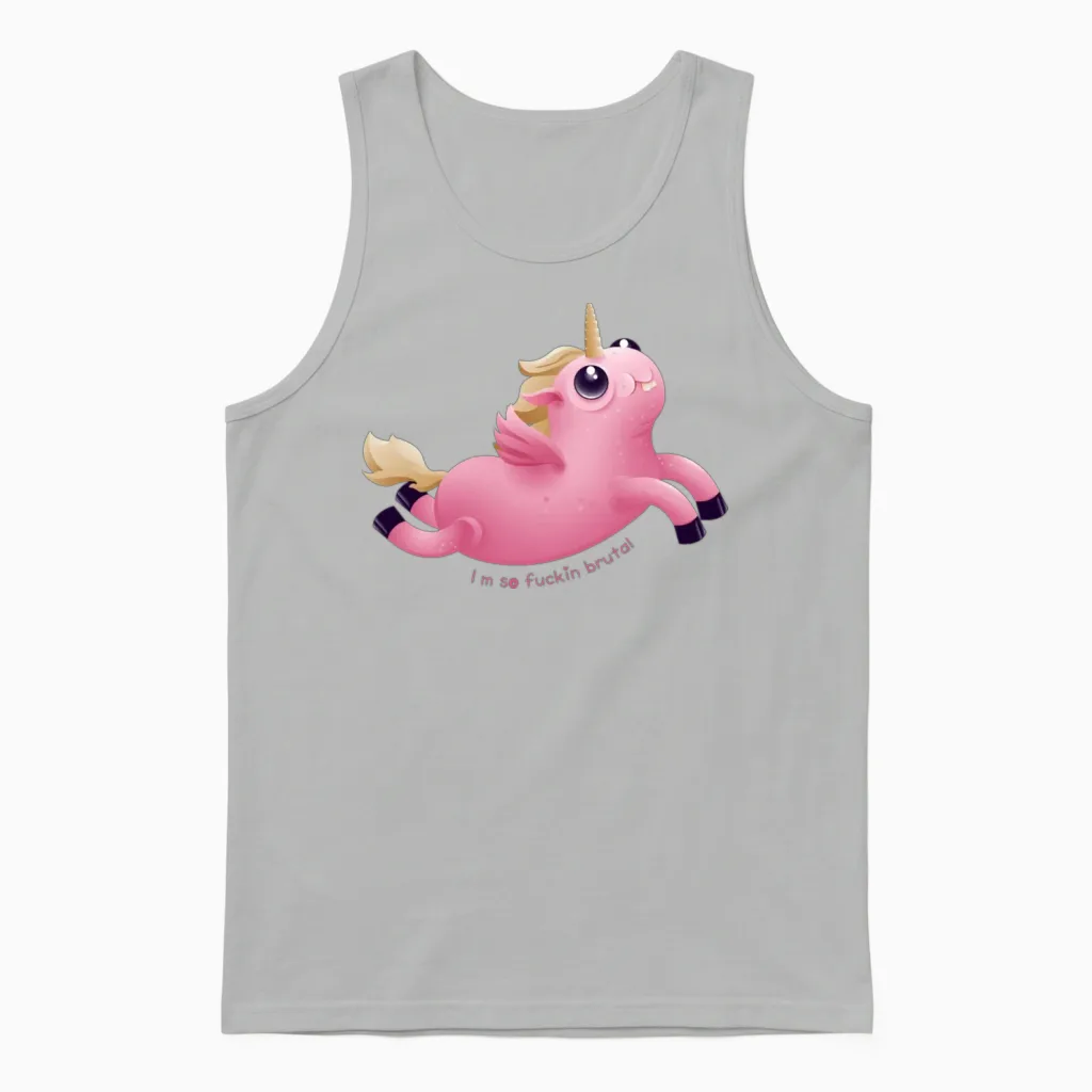 Funny Unicorn Unisex Tank Top in Ash