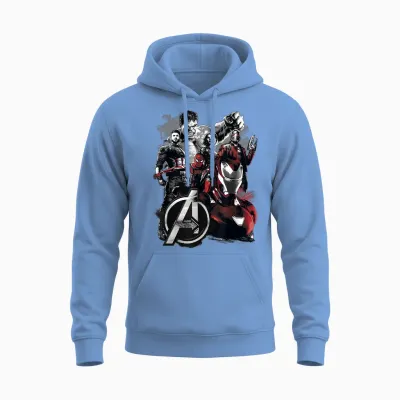 Marvel Infinity War Avengers Grunge Logo Graphic Unisex Hoodie - Carolina Blue