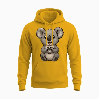 Koala with Heart | Cute Koala Bear with Heart Symbol Unisex Hoodie - Gold