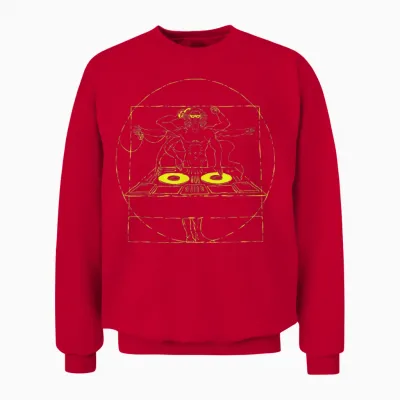 Techno Rave Hardstyle Merch Dj Festival / Party Hardstyle T-Shirt, Black, S Unisex Sweatshirt - Red