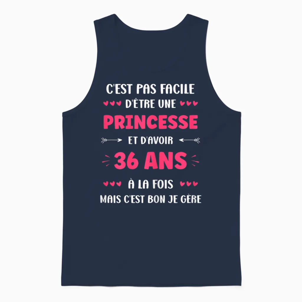 Humour 36 Ans Princesse Anniversaire Fille 36 Ans Unisex Tank Top in Navy