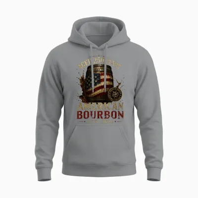 Retro Bourbon Built America Patriotic Whiskey 250 Years Unisex Hoodie - Sport Grey