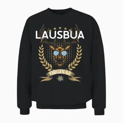 Lausbua Hirsch Lederhose Kinder Trachten Herren Lausbua Unisex Sweatshirt - Black