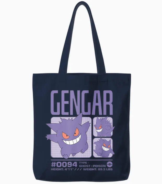 Pokémon - Gengar Pastel Stats Grid Tote Bags in Navy