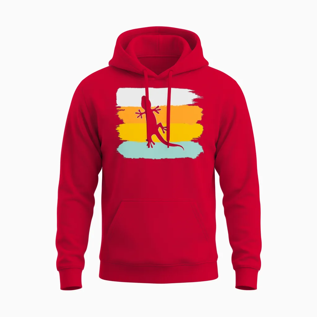 Lizard Retro Reptiles & Exotics Unisex Hoodie in Red