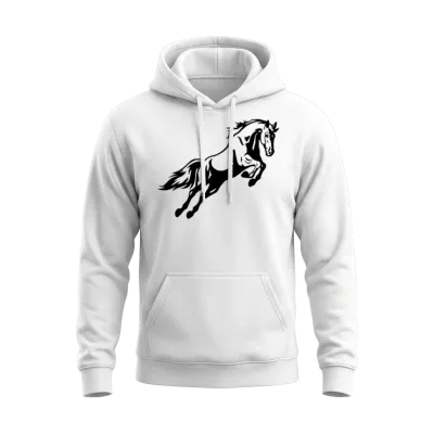 Leaping Horse Unisex Hoodie - White