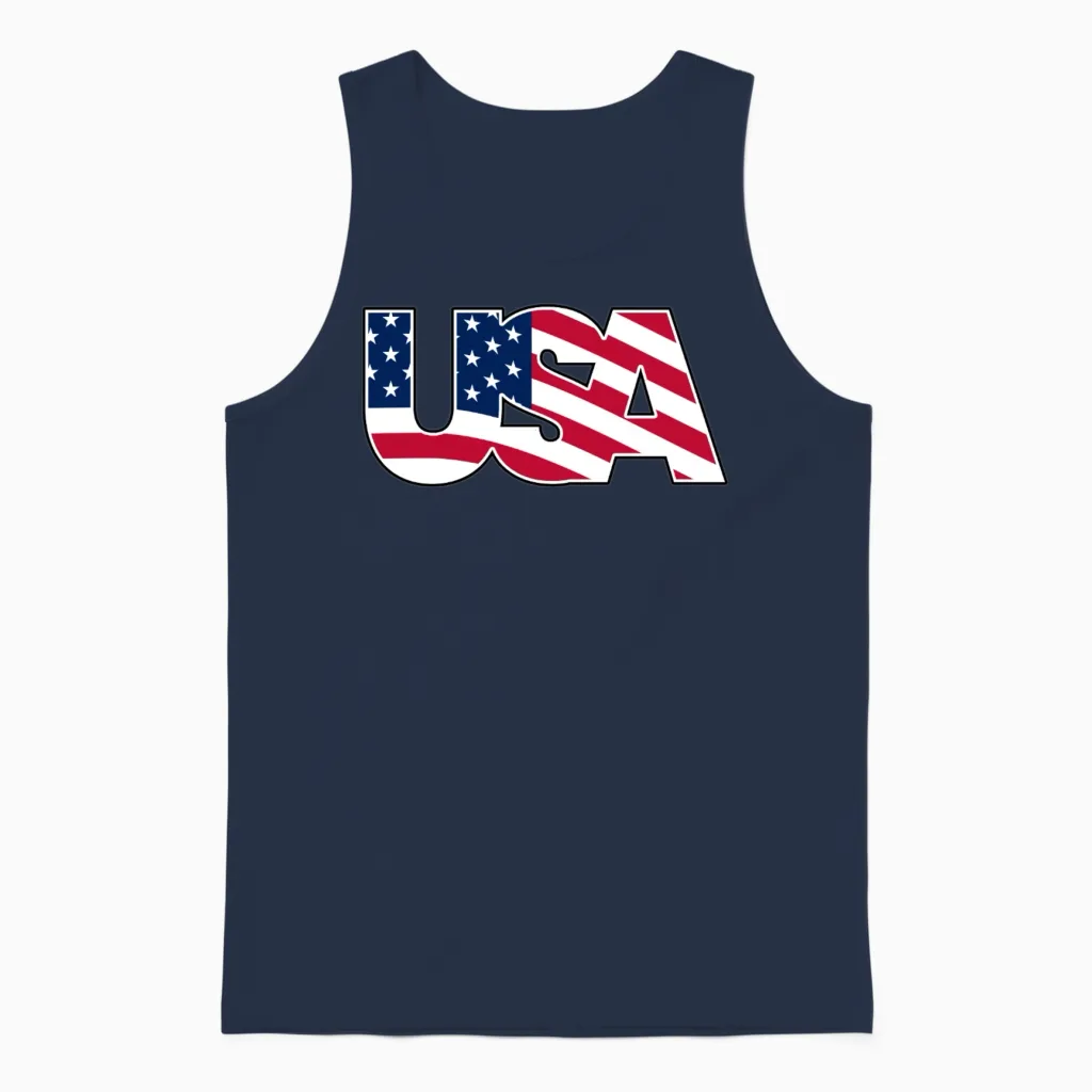 Flag Wave Usa Logo Patriotic & 4th of July Gift Unisex Tank Top in Navy