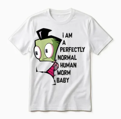 Invader Zim I Am Perfectly Normal Human Worm Baby Portrait T-Shirt Small Unisex T-Shirt - White