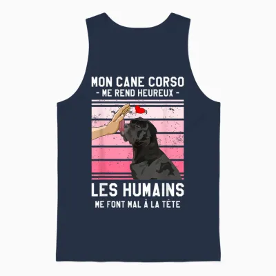 Mon Cane Corso Makes Me Happy Humans T-Shirt, Black, S Unisex Tank Top - Navy