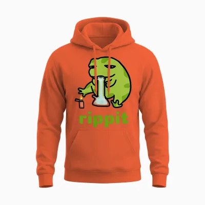 Rippit Stoner Frog | Weed, Marijuana Smoker, Cannabis 420 Unisex Hoodie - Orange