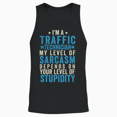Funny Traffic Technician Unisex Tank Top - Black