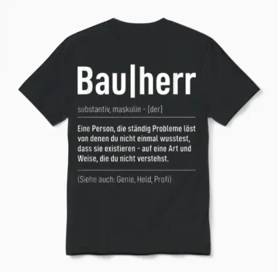 Bauherr Definition Handwerker Bauleiter Baustelle Hausbau Unisex T-Shirt - Black