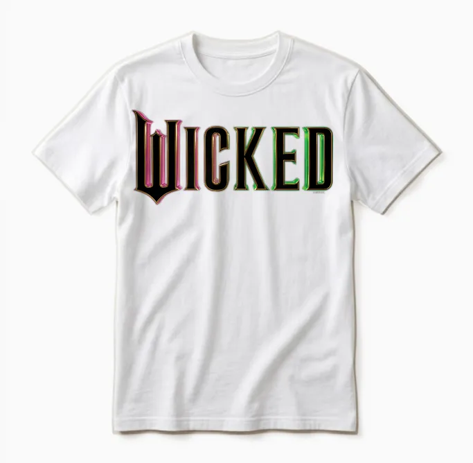 Wicked Pink and Green Logo Unisex T-Shirt in White