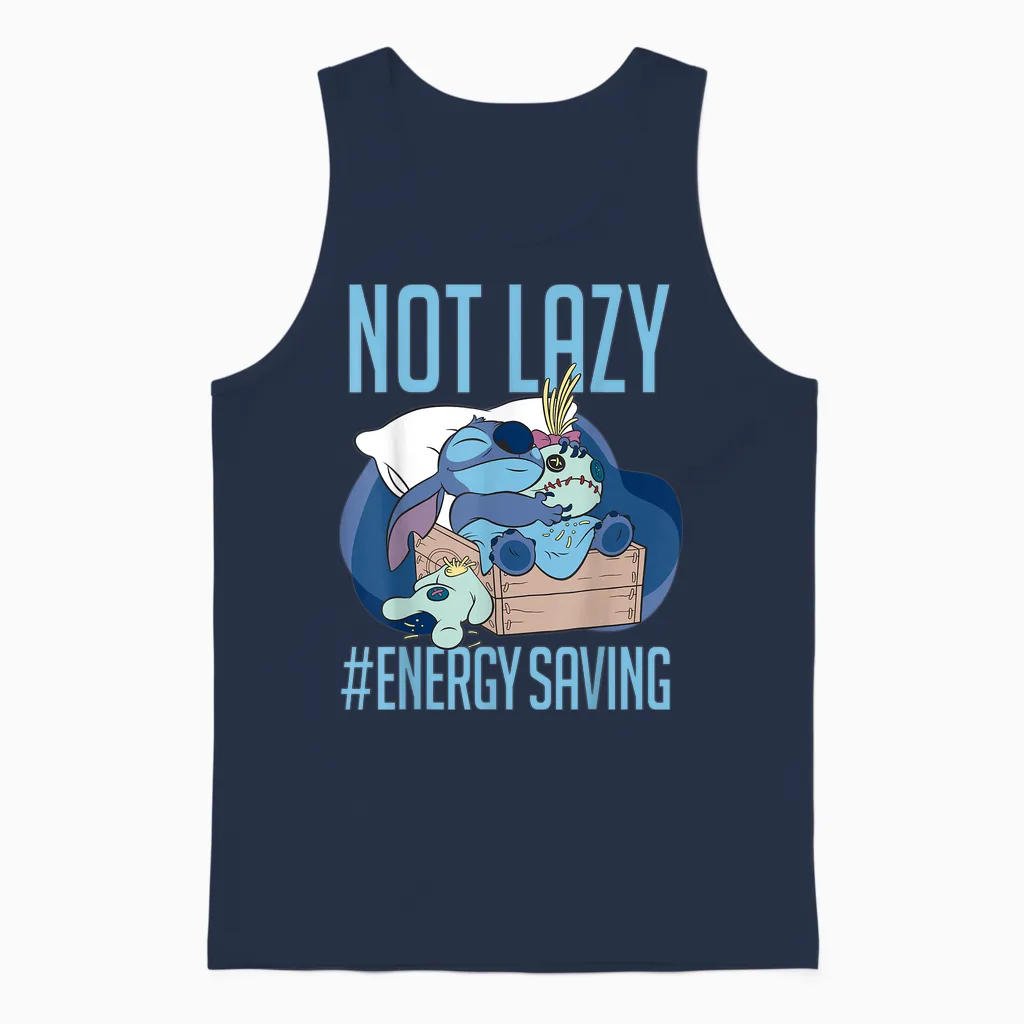 Disney Lilo & Stitch Not Lazy Energy Saving Unisex Tank Top in Navy