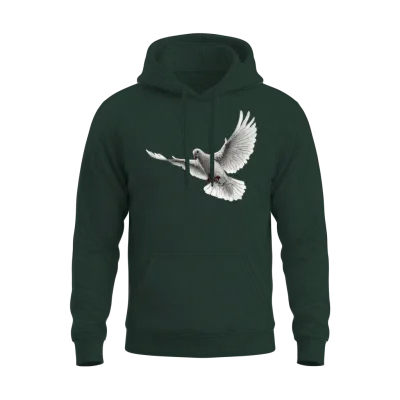 Dove in Flight Illustration Unisex Hoodie - Forest