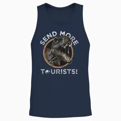 Jurassic Park T-Rex Send More Tourists! Unisex Tank Top - Navy