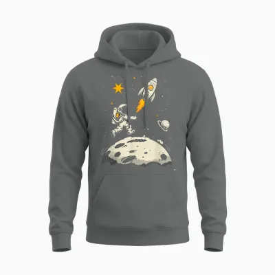 Weltraum Rakete Und Astronaut Raumschiff Kinder Unisex Hoodie - Graphite Heather