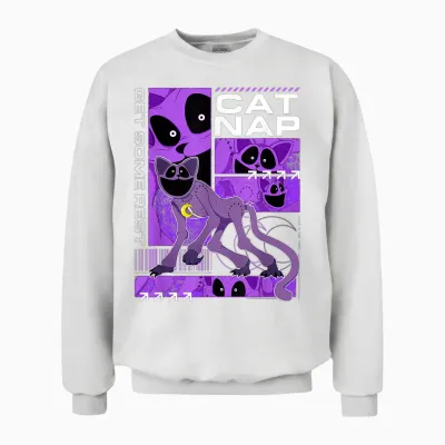 Poppy Playtime Cat Nap Get Some Rest Multiple Pose Unisex Sweatshirt - White
