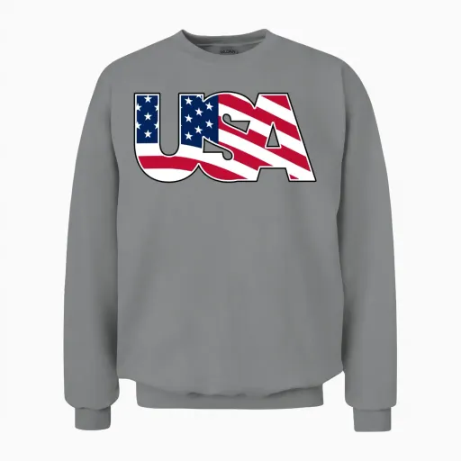Flag Wave Usa Logo Patriotic & 4th of July Gift Unisex Sweatshirt in Sport Grey