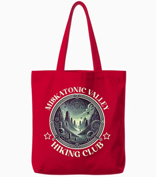 Miskatonic Wanderverein Lovecraftscher Kosmischer Horror Tote Bags in Red