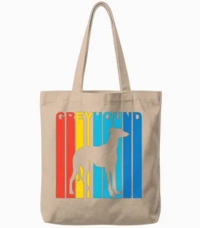 Retro Greyhound Tote Bags - Natural