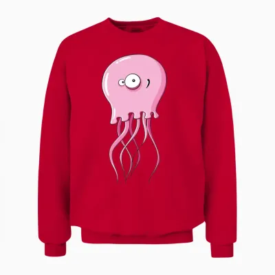 Cartoons-Funny-Jellyfish Unisex Sweatshirt - Red