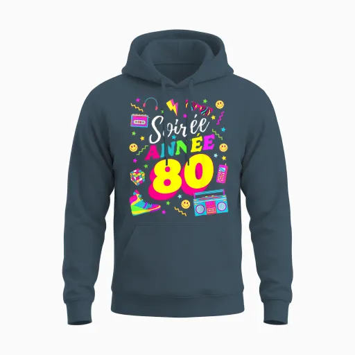 Party 80s Birthday Party 80s Retro Style T-Shirt, Black, S Unisex Hoodie - Dark Heather