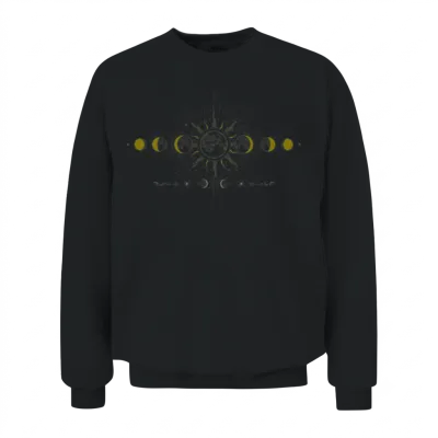 Mystic Sun & Moon Phases Mandala Unisex Sweatshirt - Black