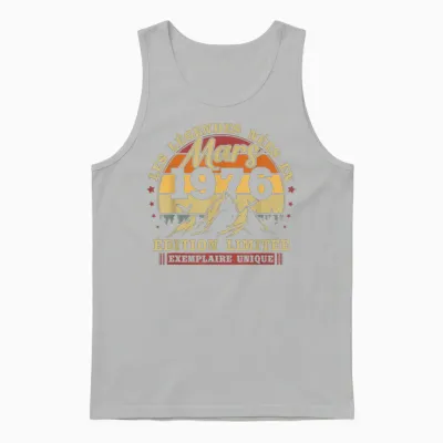 Vintage Mars 1976 Rétro Anniversaire 50 Ans Hommes Femmes Unisex Tank Top - Ash