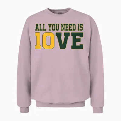 All You Need Is 10ve Love (on Back) Unisex Sweatshirt - Light Pink
