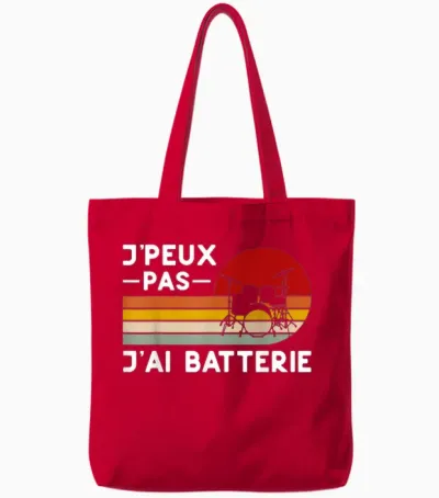 Je Peux Pas Je Ai Batterie Humour Drummer Gift Funny Teacher Tote Bags - Red