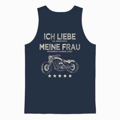 Men's T-Shirt with German Text "ich Liebe Es Wenn Meine Frau Mich Motorrad Fahren Lässt Lässt Unisex Tank Top - Navy