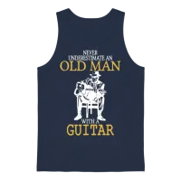Old Man with a Guitar Unisex Tank Top - Navy – 1