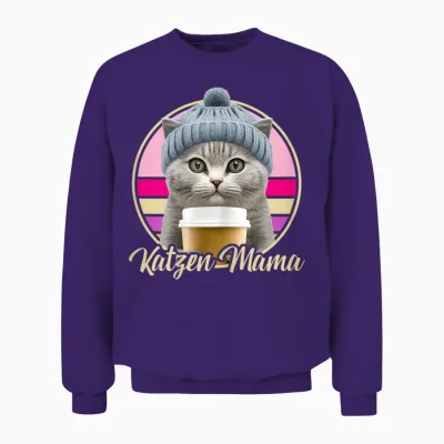 Lustige Katzen Mama Retro Outfit Kostüm Katzen Mutter Mamas Unisex Sweatshirt - Purple