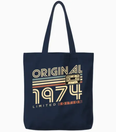 Vintage 1974 Retro 50th Birthday Tote Bags - Navy