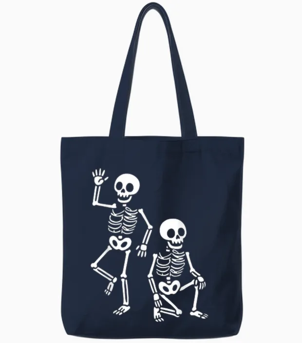 Funny Halloween Trump Skeleton Trump Tote Bags in Navy